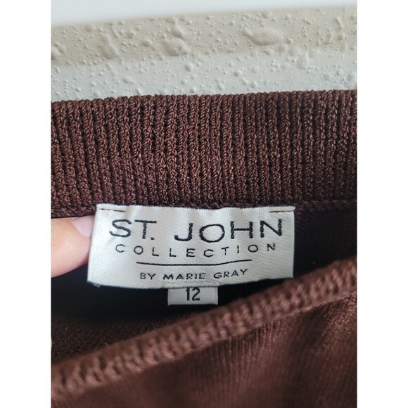 VTG ST JOHN Collection Marie Gray Santana Knit Blazer Jacket W/Skirt Sz 12 - Picture 15 of 16